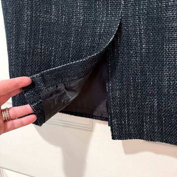 Michael Kors Tweed Pencil Knee Length Skirt Black White Classic Lined Career 10 - Picture 5 of 11